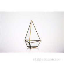 Helder geometrisch glazen terrarium lantaarn tafelblad